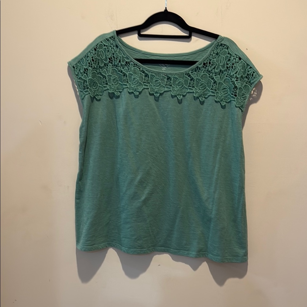 St. John's Bay Green Embellished Boxy Blouse